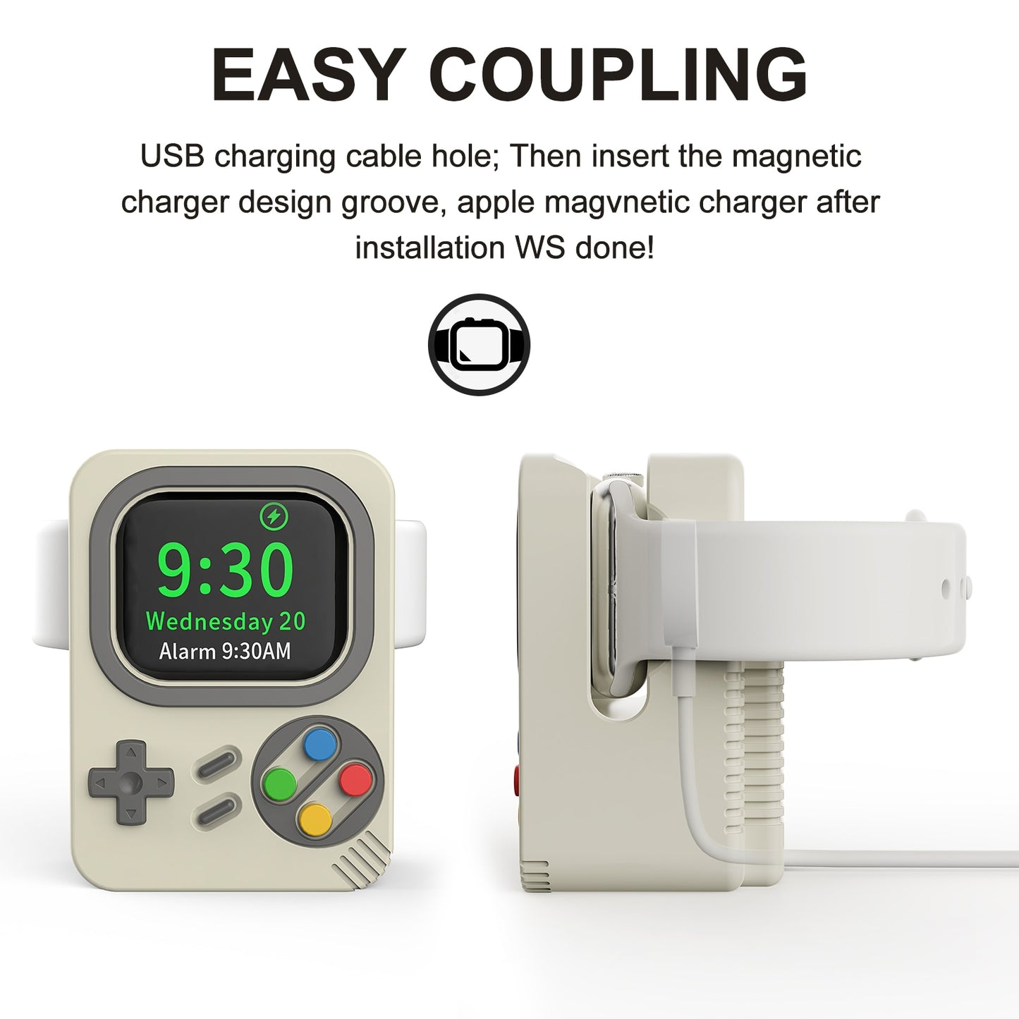 Apple Watch Charger Stand Retro Computer Pattern Charging Base