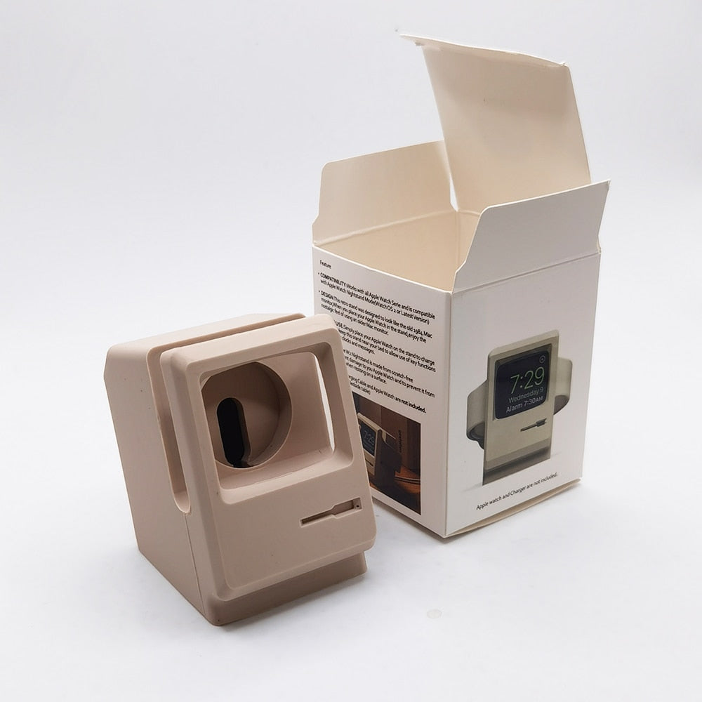 Apple Watch Charger Stand Retro Computer Pattern Charging Base